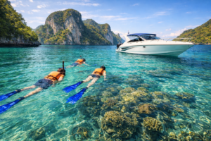 Amphawa Floating Market in the evening